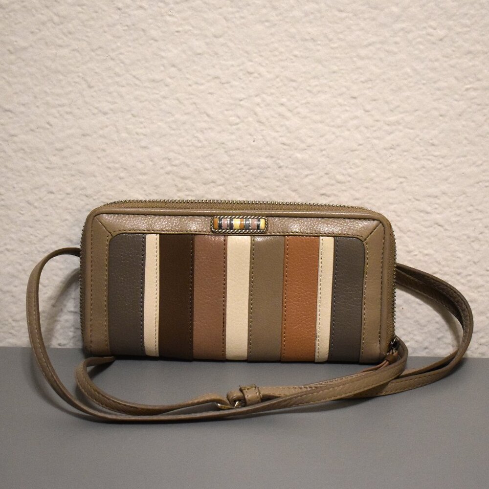 Brighton Tan‎ Stripe Crossbody Wallet